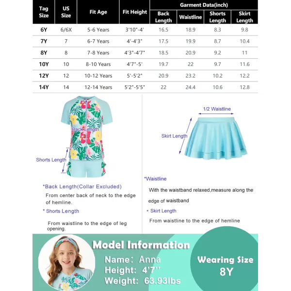 GRACE KARIN Girls Swimsuit 3Piece Rashguard Sets Short Sleeve Swimwear with HairbandBlue