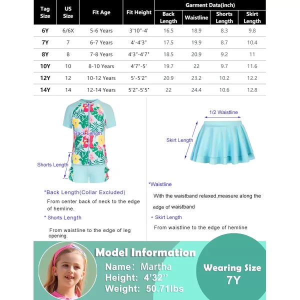 GRACE KARIN Girls Swimsuit 3Piece Rashguard Sets Short Sleeve Swimwear with HairbandFlower1