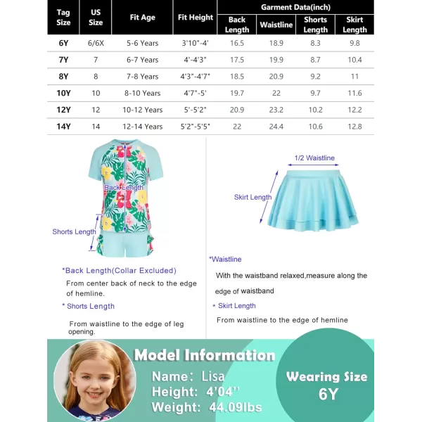 GRACE KARIN Girls Swimsuit 3Piece Rashguard Sets Short Sleeve Swimwear with HairbandMermaid1