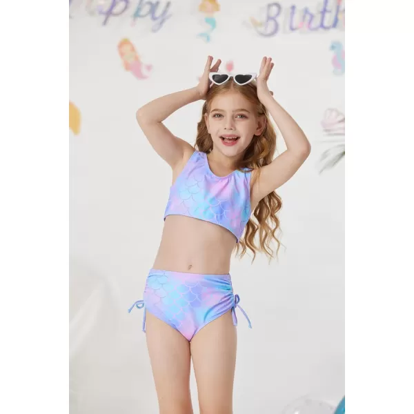 GRACE KARIN Girls Swimsuit 4 Piece Bikini Set Bathing Suit with Kimono Cover Up 614Purplemermaid