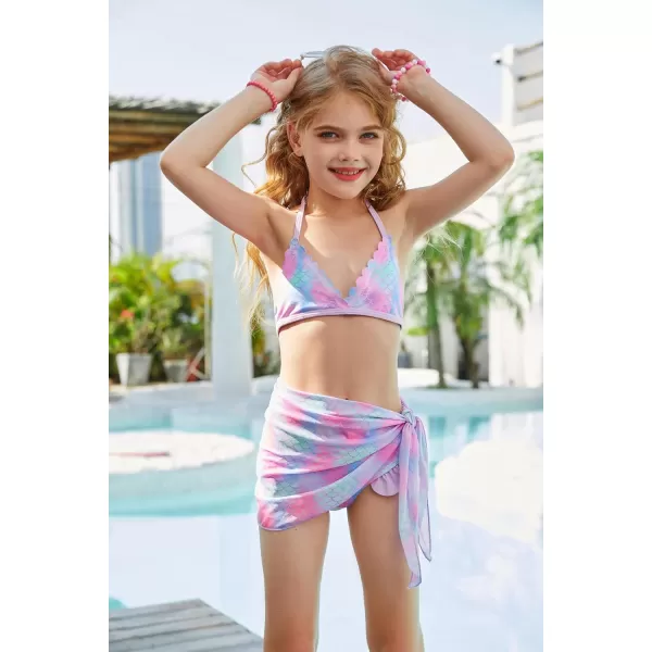 GRACE KARIN Girls Swimsuit Bikini 3 Piece Beach Swimwear with Cover Up Size 512Memaid