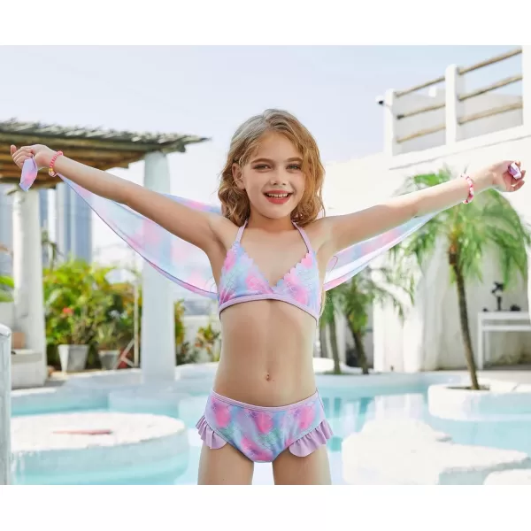 GRACE KARIN Girls Swimsuit Bikini 3 Piece Beach Swimwear with Cover Up Size 512Memaid