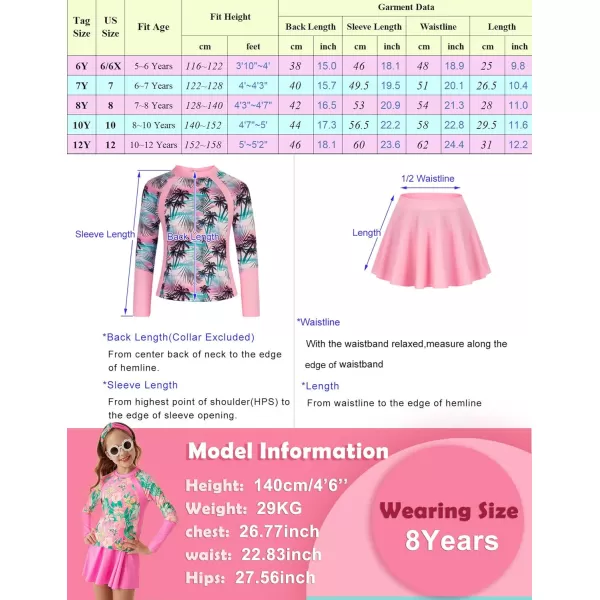 GRACE KARIN Girls Swimsuit Girls Long Sleeve Rash Guard 3Pieces Bathing Suit 512YLeaves