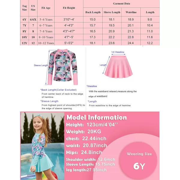 GRACE KARIN Girls Swimsuit Girls Long Sleeve Rash Guard 3Pieces Bathing Suit 512YMermaid