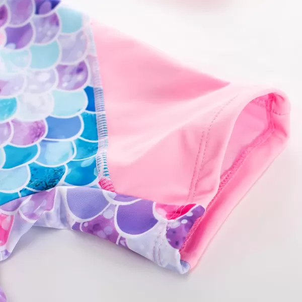 GRACE KARIN Girls Swimsuit Girls One Piece Long Sleeve Rash Guard 512 Years with ZipColorful Mermaid