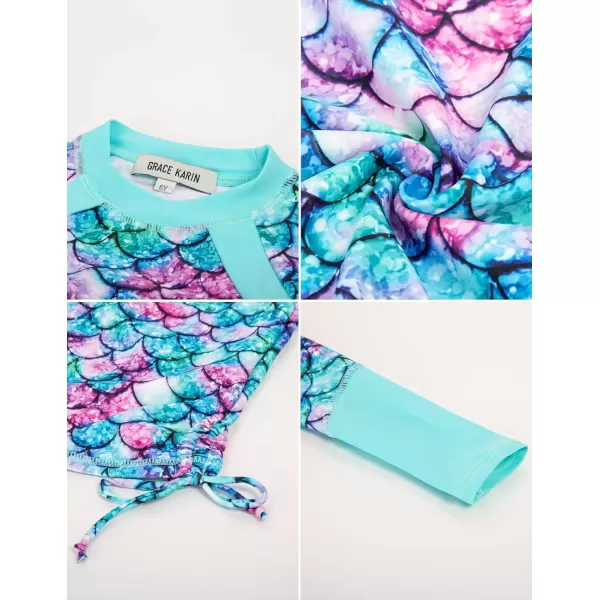 GRACE KARIN Girls Swimsuit Long Sleeve Rashguard Set 2Piece Bathing Suit 612YMermaid