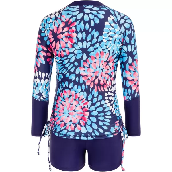 GRACE KARIN Girls Swimsuit Long Sleeve Rashguard Set 2Piece Bathing Suit 612YNavy