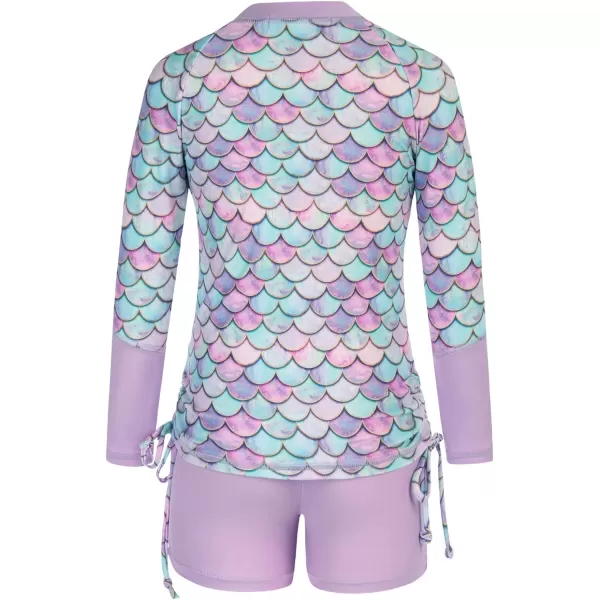 GRACE KARIN Girls Swimsuit Long Sleeve Rashguard Set 2Piece Bathing Suit 614YLilac