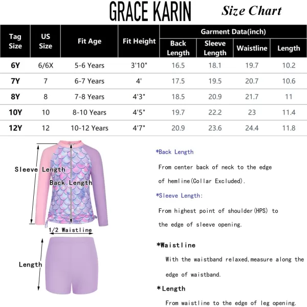 GRACE KARIN Girls Swimsuit Long Sleeve Rashguard Set 2Piece Bathing Suit 614YPink Fireworks