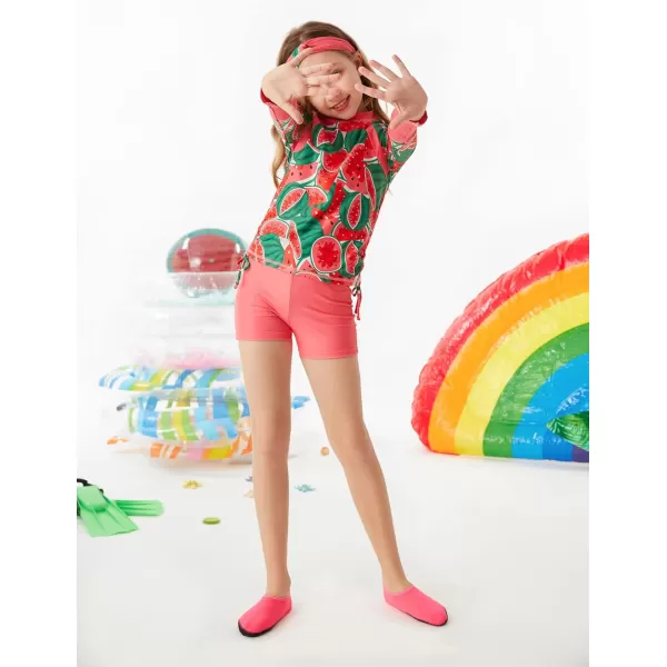 GRACE KARIN Girls Swimsuit Long Sleeve Rashguard Set 2Piece Bathing Suit 614YWatermelon