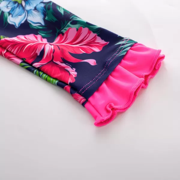 GRACE KARIN Girls Two Piece Swimsuit Long Sleeve Rash Guard Bathing Suit with Hairband 512YHot Pink