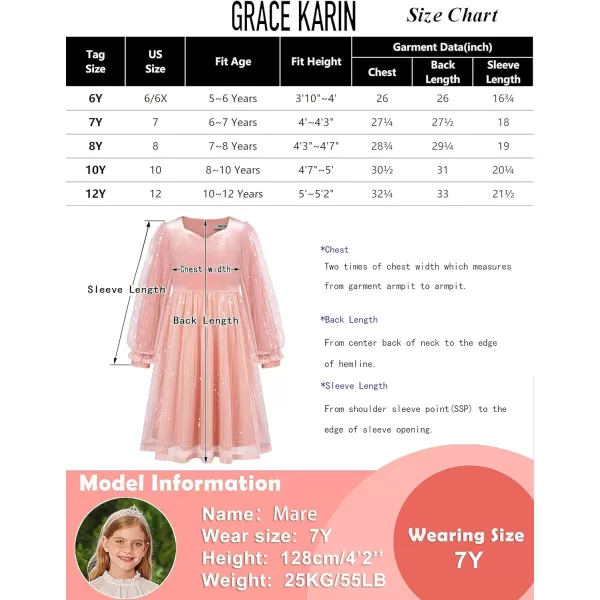 GRACE KARIN Girls Velvet Sequin Dress Girls Long Sleeve Elegant Cute Sequin Dress for 512YGreen