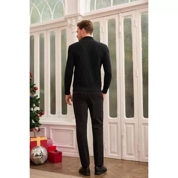GRACE KARIN Men Turtleneck Sweater Long Sleeve Ribbed Cuff Pullover KnitwearBlack