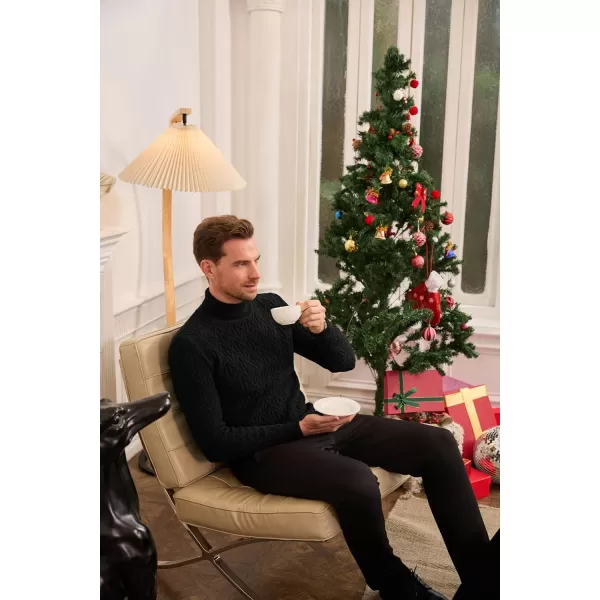 GRACE KARIN Men Turtleneck Sweater Long Sleeve Ribbed Cuff Pullover KnitwearBlack