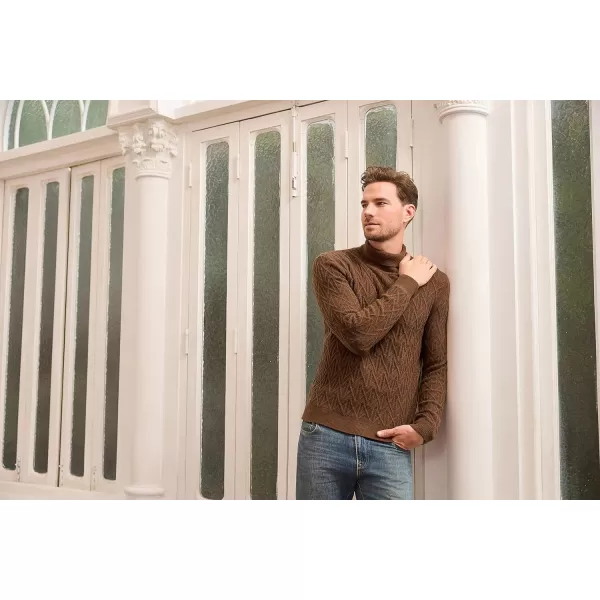 GRACE KARIN Men Turtleneck Sweater Long Sleeve Ribbed Cuff Pullover KnitwearCoffee