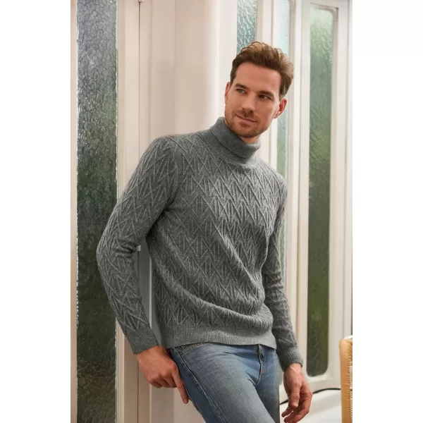 GRACE KARIN Men Turtleneck Sweater Long Sleeve Ribbed Cuff Pullover KnitwearDark Grey