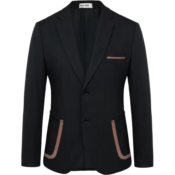 GRACE KARIN Mens Casual Blazer Two Button Lightweight Suit Jackets Slim Fit Sports CoatsBlack