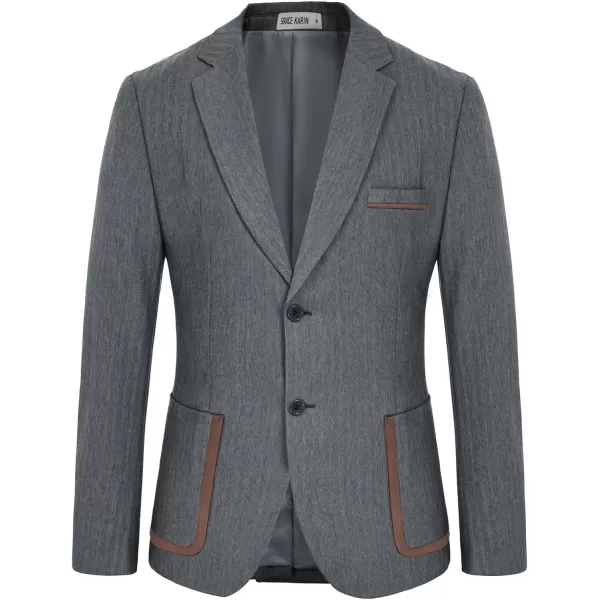 GRACE KARIN Mens Casual Blazer Two Button Lightweight Suit Jackets Slim Fit Sports CoatsDark Gray