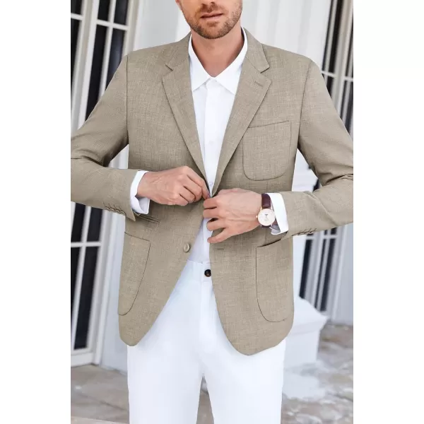 GRACE KARIN Mens Casual Suit Jacket Blazer Lightweight Sport Coat Slim Fit Jacket for Men Two ButtonKhaki