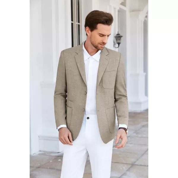 GRACE KARIN Mens Casual Suit Jacket Blazer Lightweight Sport Coat Slim Fit Jacket for Men Two ButtonKhaki