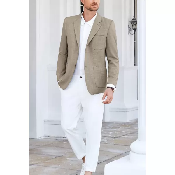 GRACE KARIN Mens Casual Suit Jacket Blazer Lightweight Sport Coat Slim Fit Jacket for Men Two ButtonKhaki