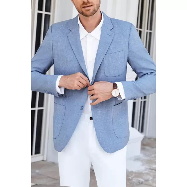 GRACE KARIN Mens Casual Suit Jacket Blazer Lightweight Sport Coat Slim Fit Jacket for Men Two ButtonLight Blue