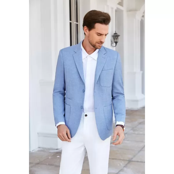 GRACE KARIN Mens Casual Suit Jacket Blazer Lightweight Sport Coat Slim Fit Jacket for Men Two ButtonLight Blue