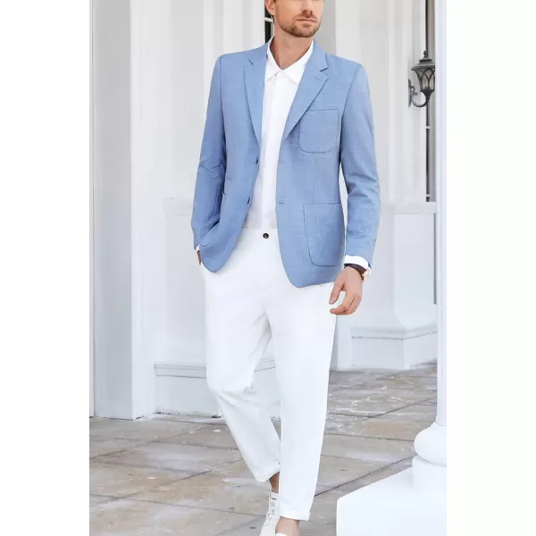 GRACE KARIN Mens Casual Suit Jacket Blazer Lightweight Sport Coat Slim Fit Jacket for Men Two ButtonLight Blue