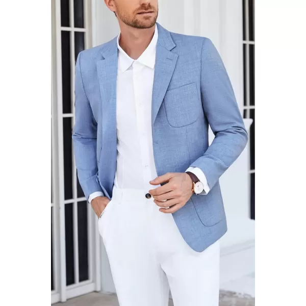 GRACE KARIN Mens Casual Suit Jacket Blazer Lightweight Sport Coat Slim Fit Jacket for Men Two ButtonLight Blue