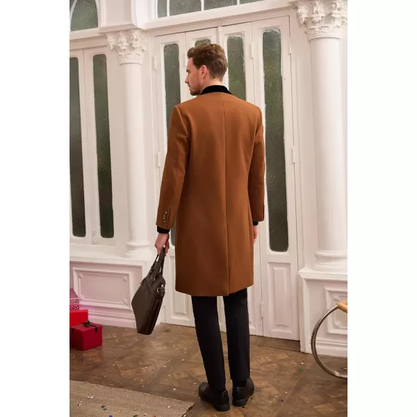 GRACE KARIN Mens Casual Trench Coat Notch Lapel Double Breasted Mid Long Trench Pea CoatBrown