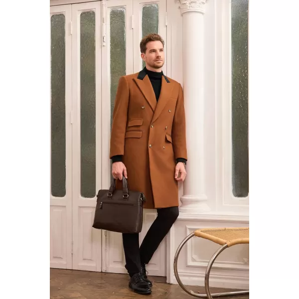 GRACE KARIN Mens Casual Trench Coat Notch Lapel Double Breasted Mid Long Trench Pea CoatBrown