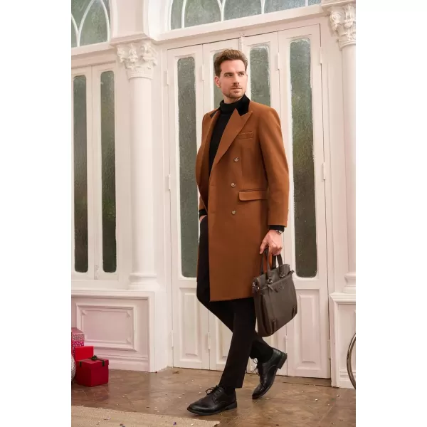 GRACE KARIN Mens Casual Trench Coat Notch Lapel Double Breasted Mid Long Trench Pea CoatBrown