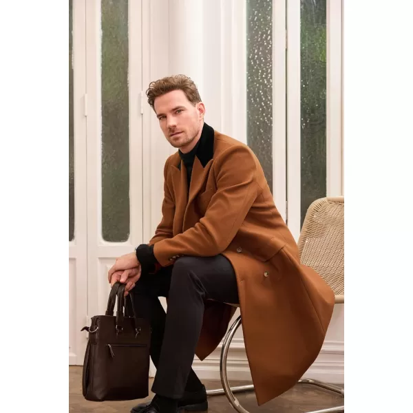 GRACE KARIN Mens Casual Trench Coat Notch Lapel Double Breasted Mid Long Trench Pea CoatBrown