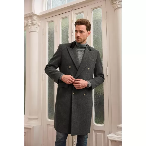 GRACE KARIN Mens Casual Trench Coat Notch Lapel Double Breasted Mid Long Trench Pea CoatDark Grey