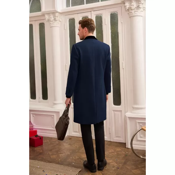 GRACE KARIN Mens Casual Trench Coat Notch Lapel Double Breasted Mid Long Trench Pea CoatNavy Blue