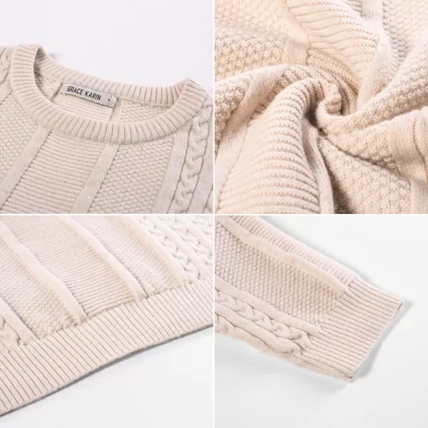 GRACE KARIN Mens Crewneck Pullover Sweaters Classic Casual Knitted Cable Sweaters with Ribbing EdgeCamel