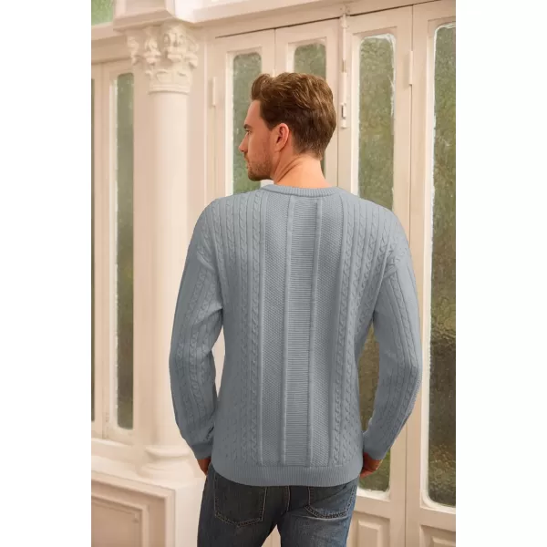 GRACE KARIN Mens Crewneck Pullover Sweaters Classic Casual Knitted Cable Sweaters with Ribbing EdgeGrey