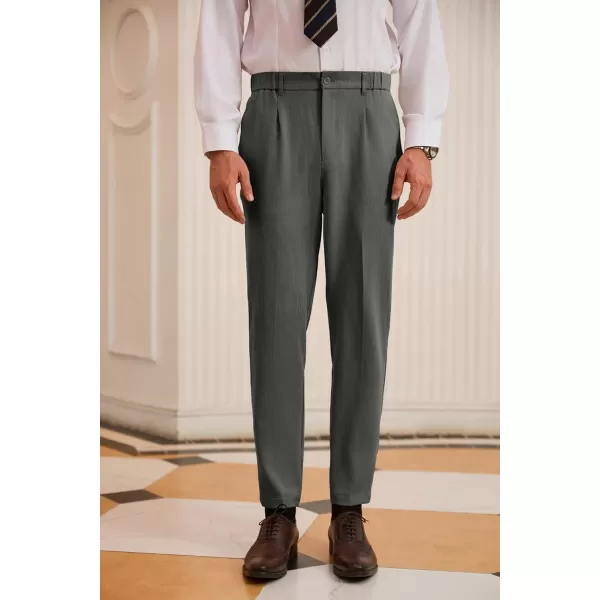 GRACE KARIN Mens Dress Pants Waist Pleated Straight Fit Flat Business Pants with PocketsDark Grey