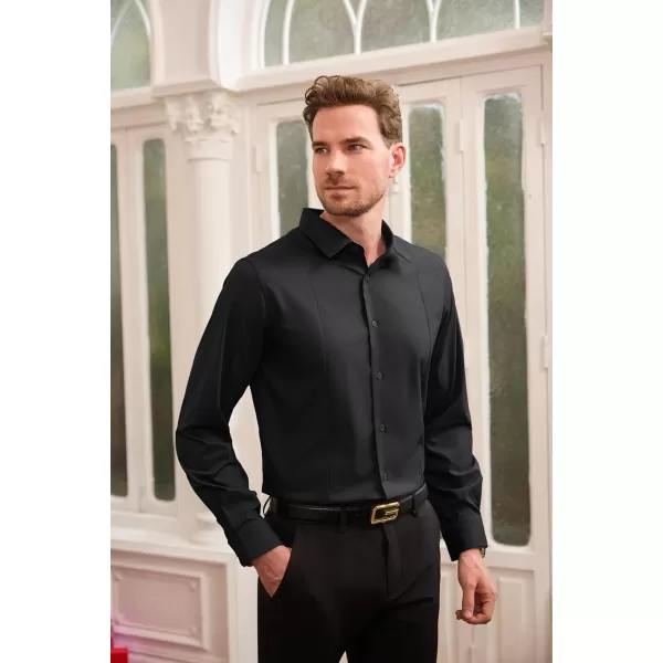 GRACE KARIN Mens Dress Shirts Long Sleeve Button Down Shirts for Men Regular Fit Wrinkle FreeBlack