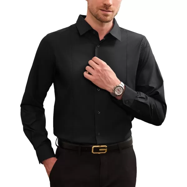 GRACE KARIN Mens Dress Shirts Long Sleeve Button Down Shirts for Men Regular Fit Wrinkle FreeBlack