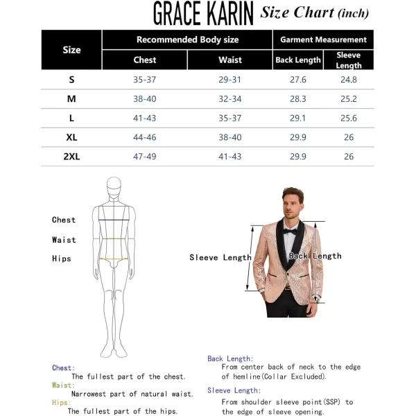 GRACE KARIN Mens Shiny Sequin Blazer One Button Suit Jacket Shawl Lapel Tuxedo Party Dinner PromBlack