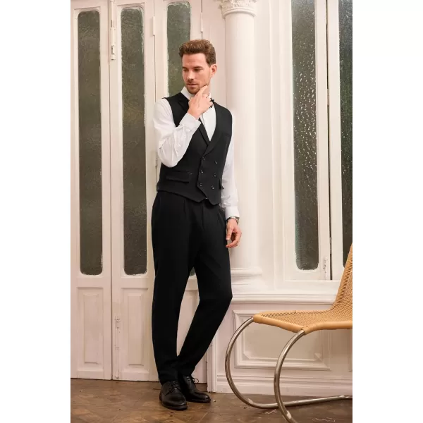 GRACE KARIN Mens Suit Vest Business Formal Dress Waistcoat Vest with 3 Pockets for Suit or TuxedoBlack