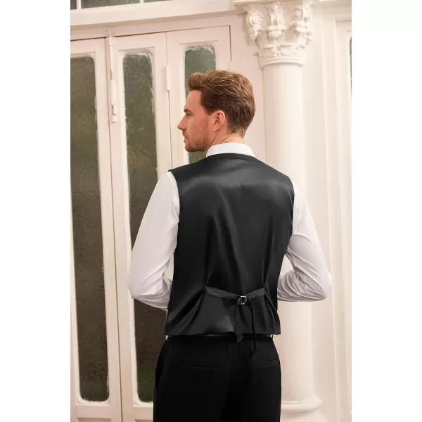 GRACE KARIN Mens Suit Vest Business Formal Dress Waistcoat Vest with 3 Pockets for Suit or TuxedoBlack