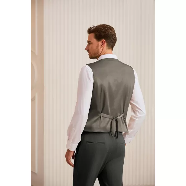 GRACE KARIN Mens Suit Vest Business Formal Dress Waistcoat Vest with 3 Pockets for Suit or TuxedoDark Grey