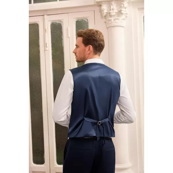 GRACE KARIN Mens Suit Vest Business Formal Dress Waistcoat Vest with 3 Pockets for Suit or TuxedoNavy Blue