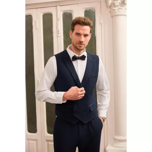 GRACE KARIN Mens Suit Vest Business Formal Dress Waistcoat Vest with 3 Pockets for Suit or TuxedoNavy Blue