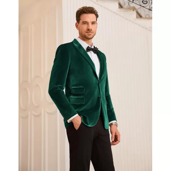 GRACE KARIN Mens Velvet Blazer Two Button Slim Fit Suit Jacket Sports Coats for Men Prom Wedding Dinner PartyGreen