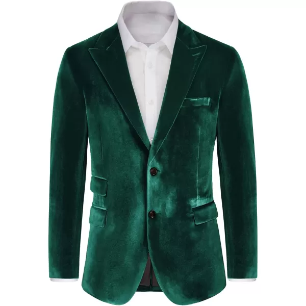 GRACE KARIN Mens Velvet Blazer Two Button Slim Fit Suit Jacket Sports Coats for Men Prom Wedding Dinner PartyGreen