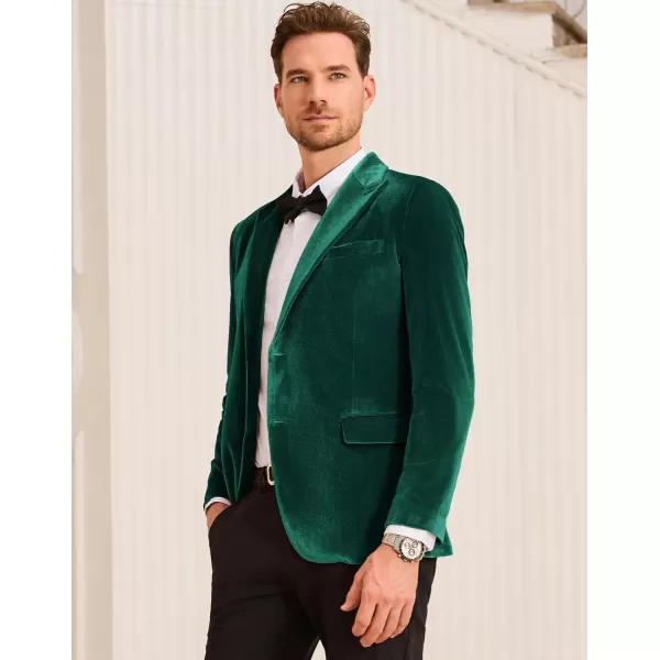 GRACE KARIN Mens Velvet Blazer Two Button Slim Fit Suit Jacket Sports Coats for Men Prom Wedding Dinner PartyGreen