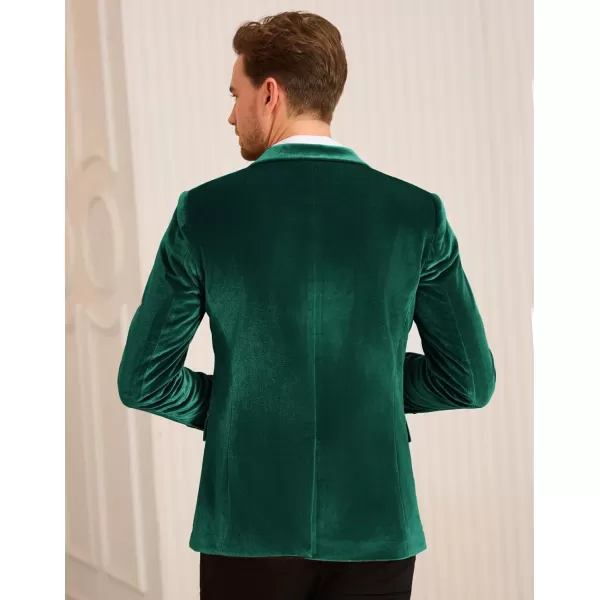 GRACE KARIN Mens Velvet Blazer Two Button Slim Fit Suit Jacket Sports Coats for Men Prom Wedding Dinner PartyGreen